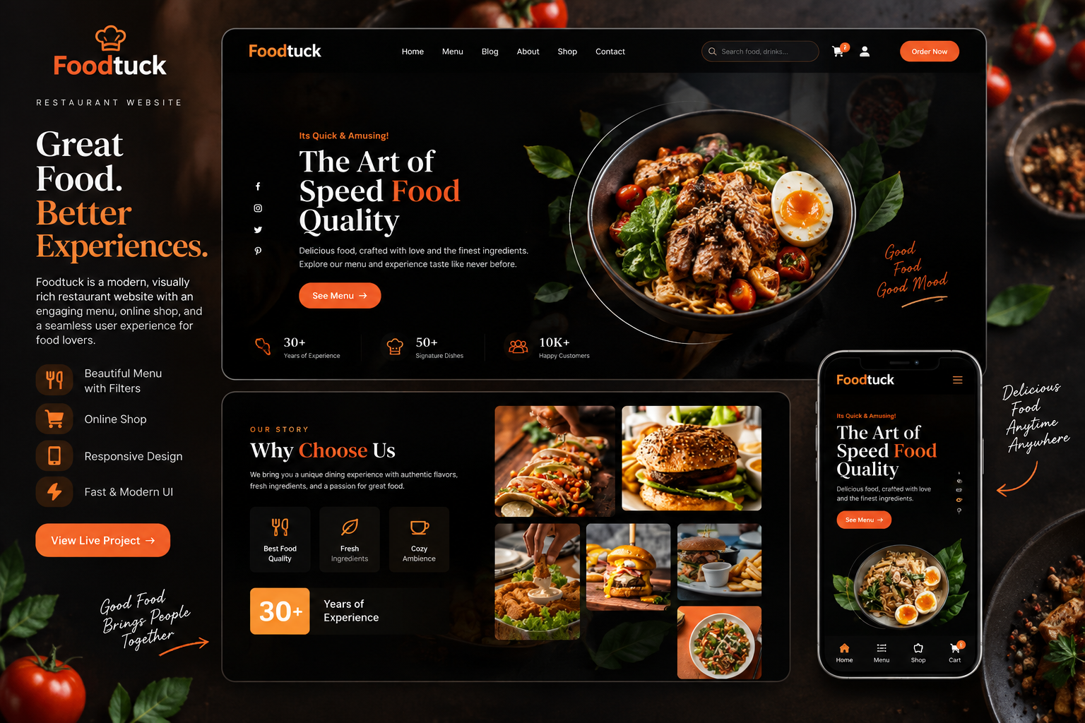 Foodtuck homepage across devices